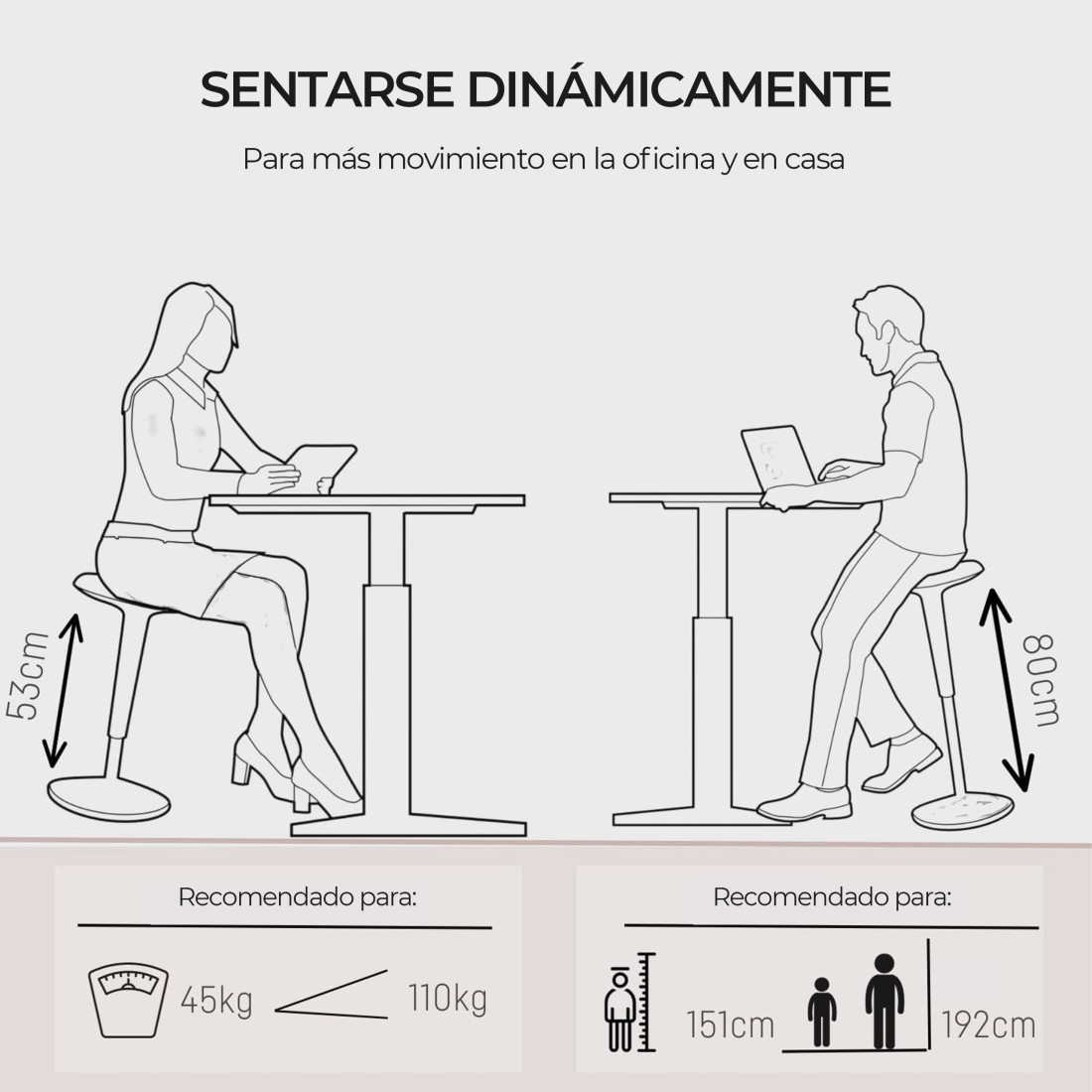 taburete ergonomico negro ergostool 5