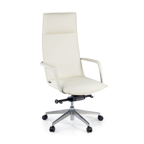 Sillón de Oficina Kingston, brazos tapizados, ecopiel - BLANCO