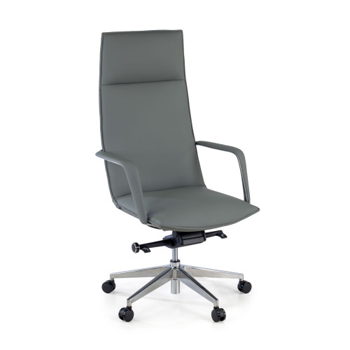 Sillón de Oficina Kingston, brazos tapizados, ecopiel - Gris