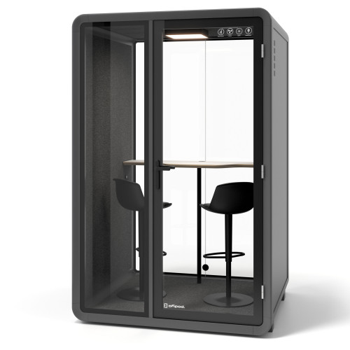 Cabina acústica Ofipod 2 personas, estructura negra - Mesa Alta 134 x 40 x 3 cm