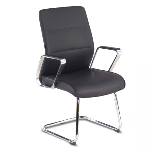 Sillón Confidente de Oficina Leeds, ecopiel - NEGRO