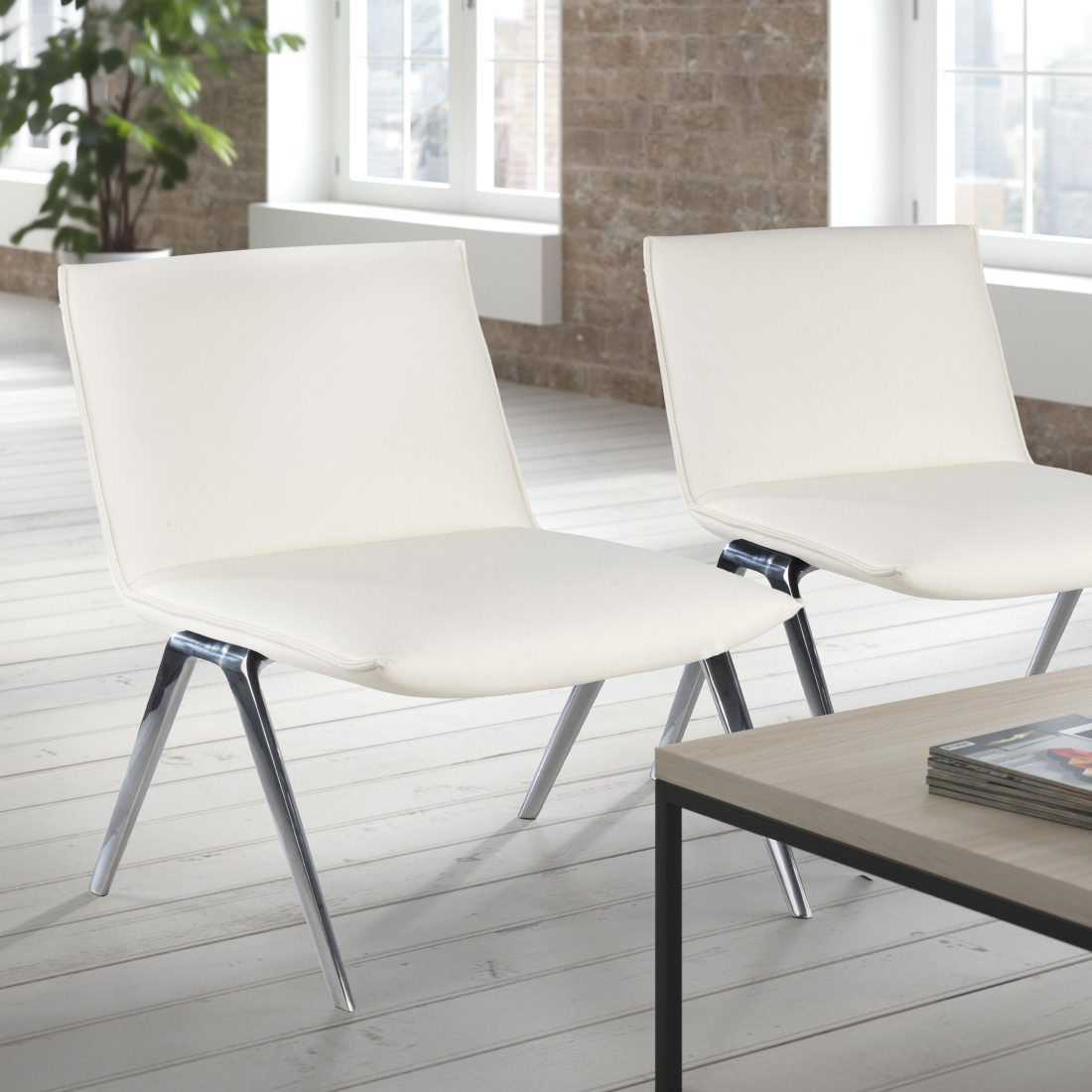 sillon para sala de espera blanco cardiff piel sintetica 2