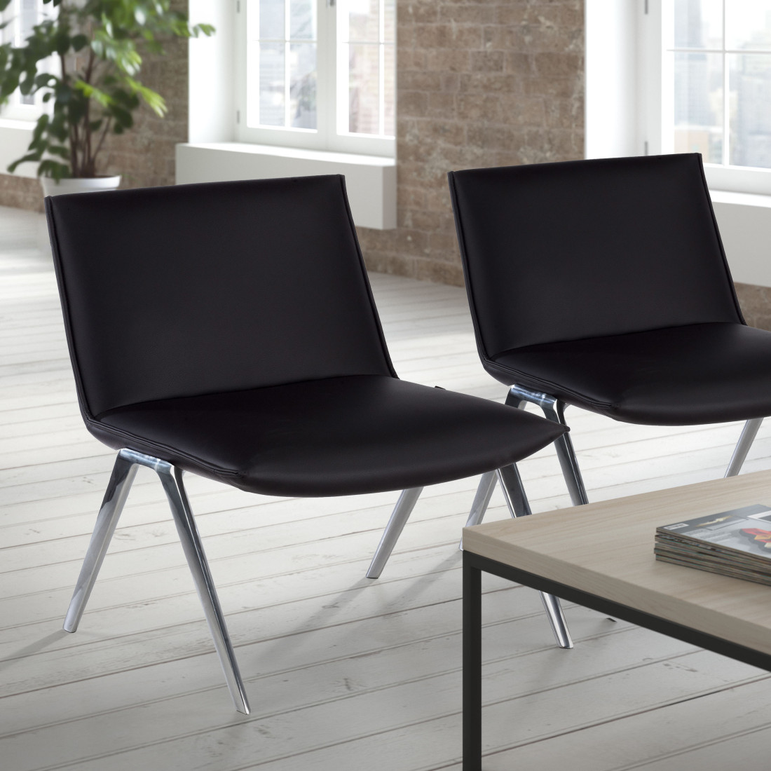 sillon para sala de espera negro cardiff piel sintetica 2