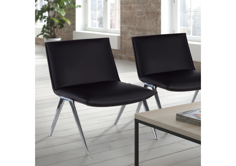 sillon para sala de espera negro cardiff piel sintetica 2