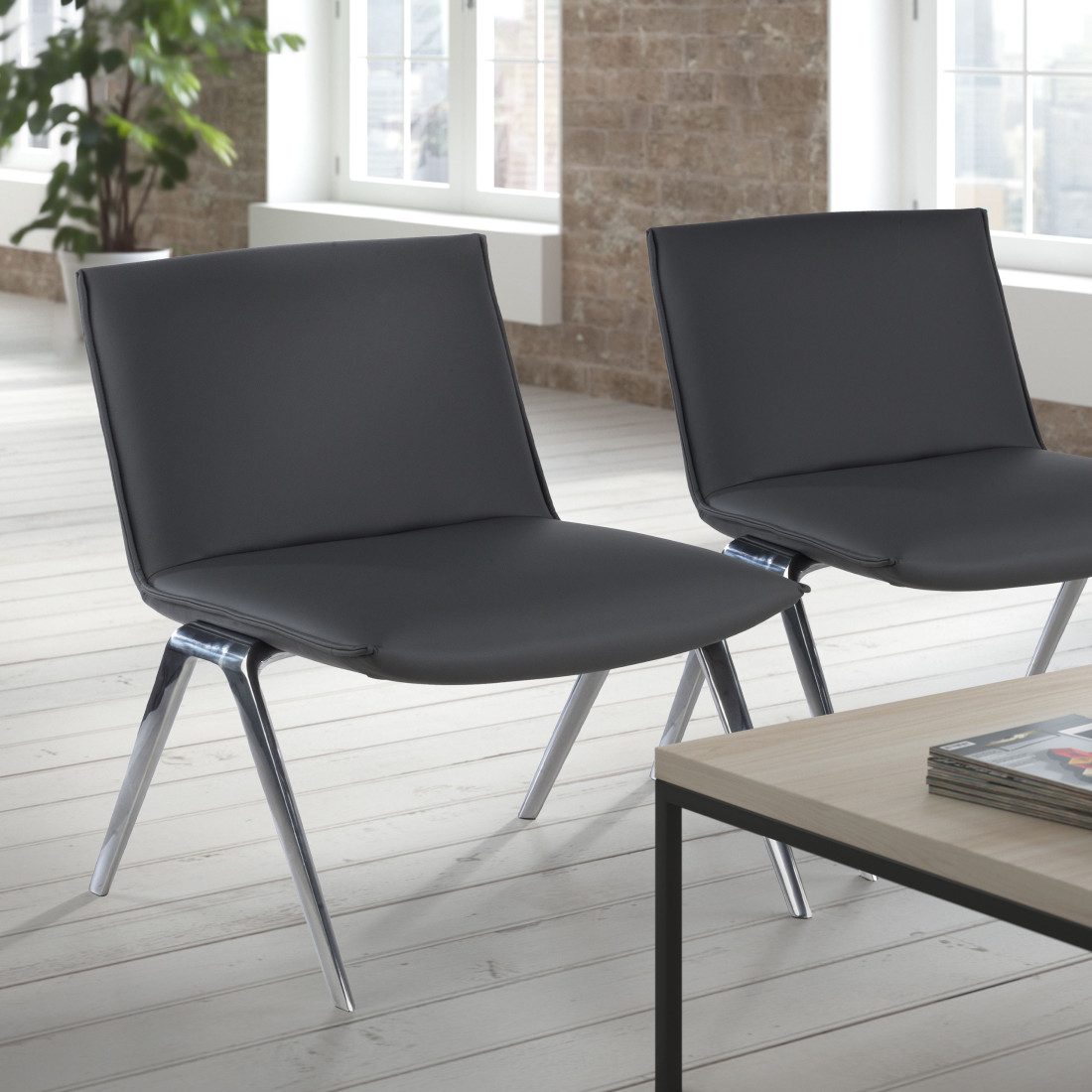 sillon para sala de espera gris cardiff piel sintetica 2