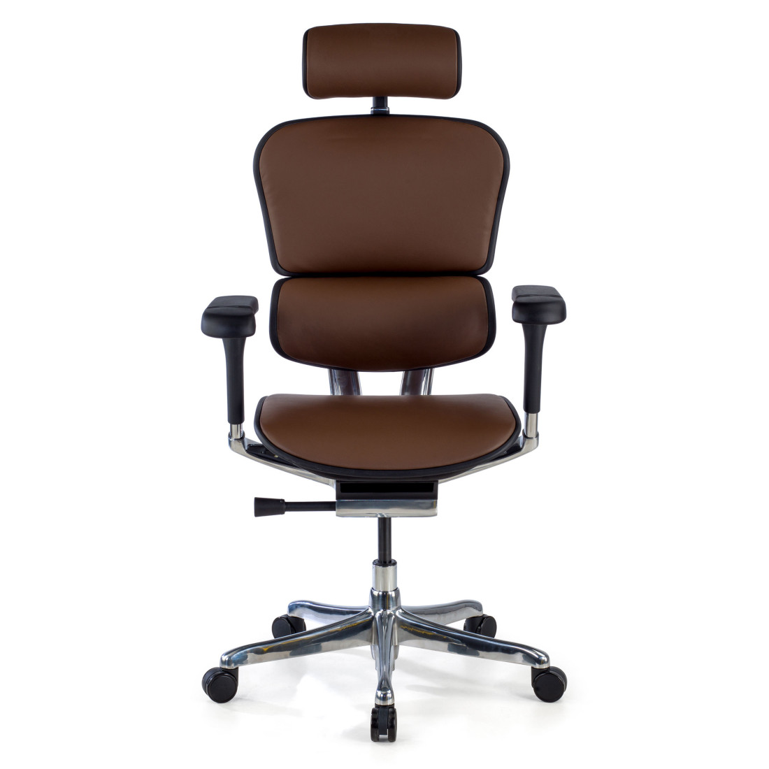 silla ergonomica marron cafe ergohuman elite estructura negra piel natural piel natural 3