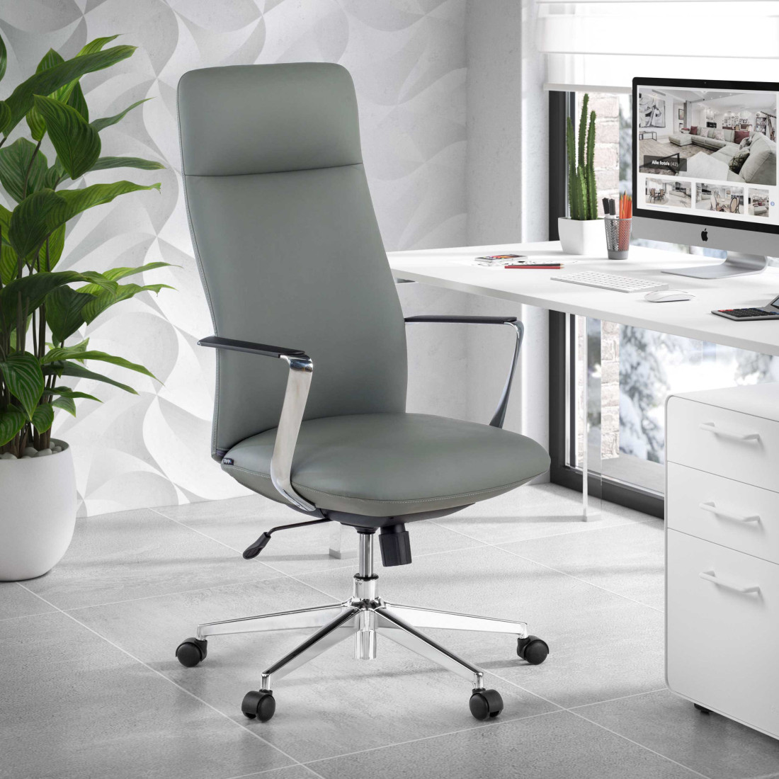 sillon de oficina gris bristol respaldo alto piel sintetica piel sintetica 2