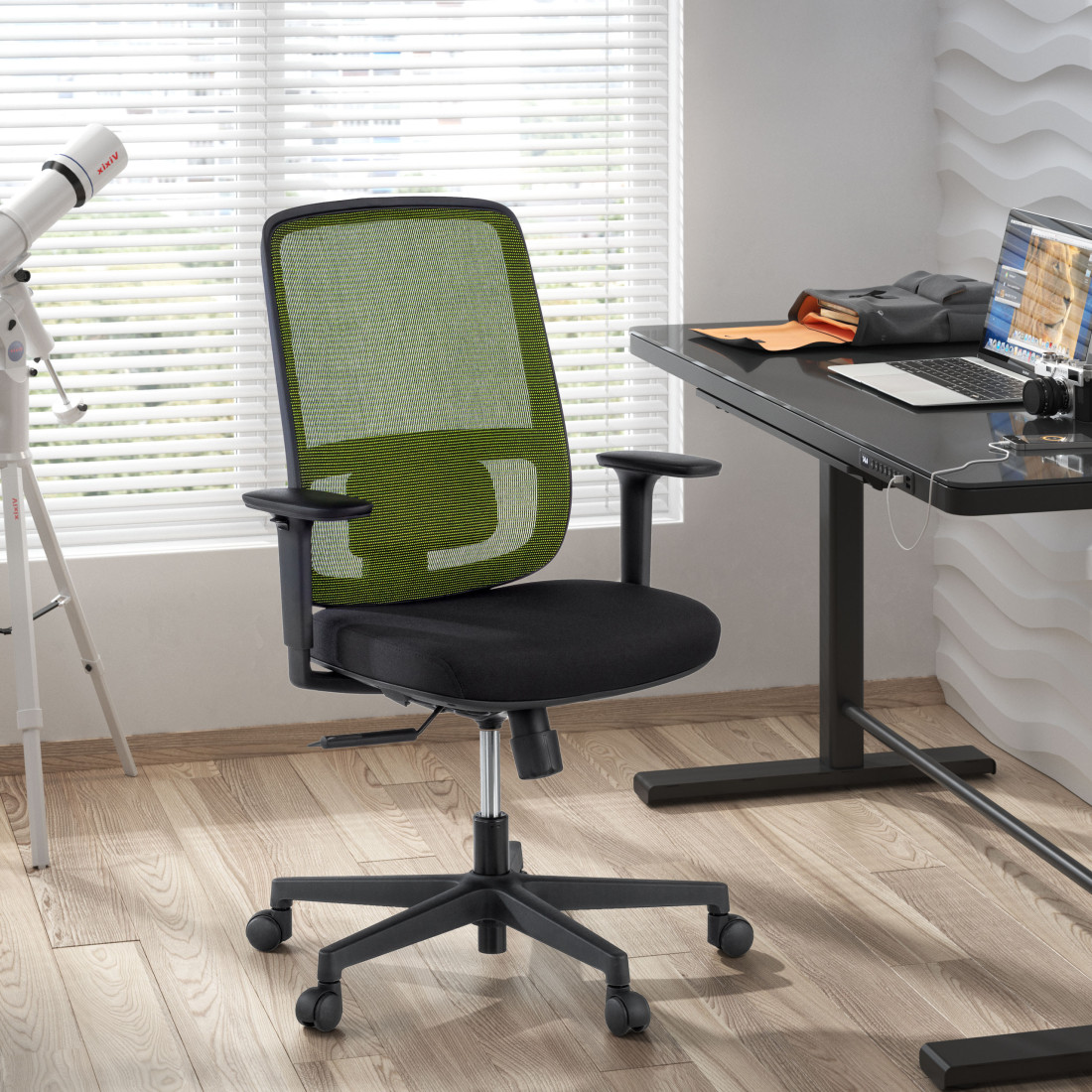 silla teletrabajo verde sugar estructura negra malla 2
