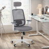 silla ergonomica gris sugar estructura blanca reposacabezas malla 2