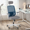 silla ergonomica azul sugar estructura blanca reposacabezas malla 2