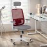 silla ergonomica rojo sugar estructura blanca reposacabezas malla 2