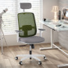 silla ergonomica verde sugar estructura blanca reposacabezas malla 2