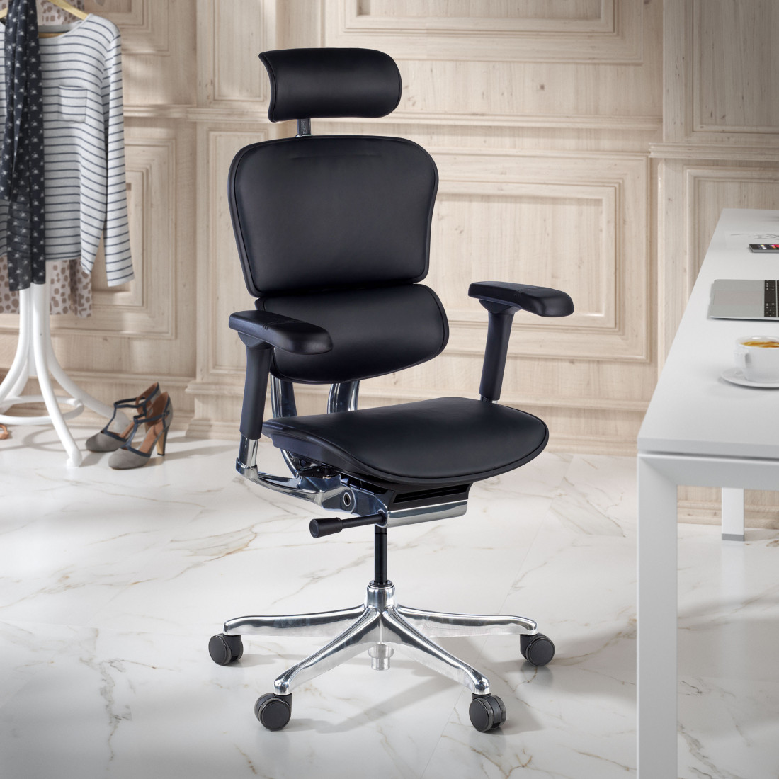 silla ergonomica negro ergohuman elite estructura negra piel natural piel natural 2