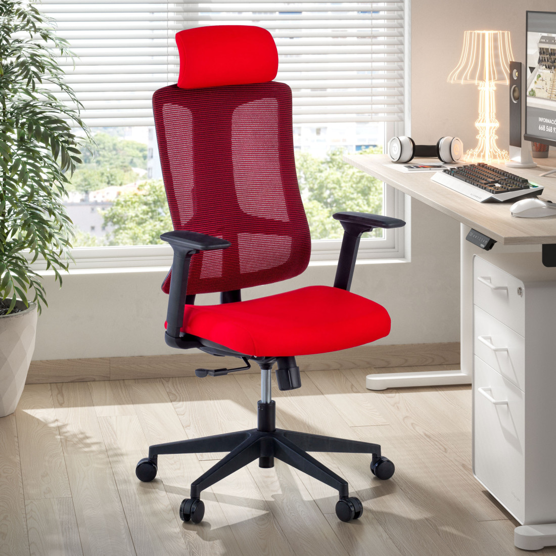 silla teletrabajo rojo typhoon malla 2
