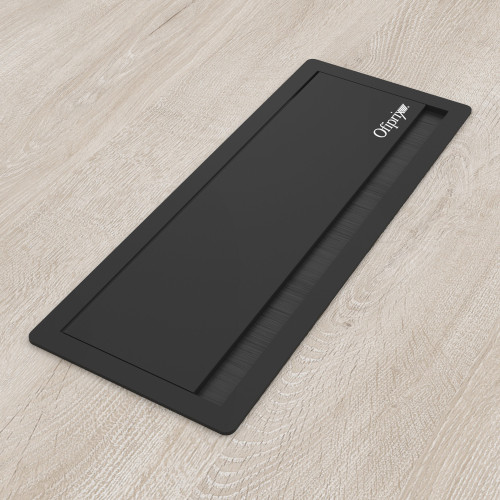 Pasacables con tapa Channel, cierre amortiguado, acabado aluminio - NEGRO