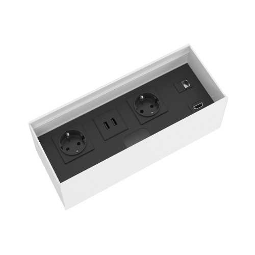 Contenedor electrificación Channel 3 enchufes + RJ45 + Hdmi - BLANCO