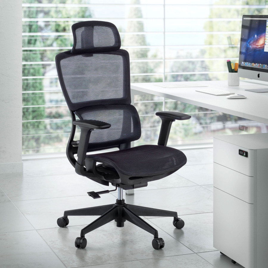 Silla de oficina Gravity Black, reposacabezas, brazos 3D, red