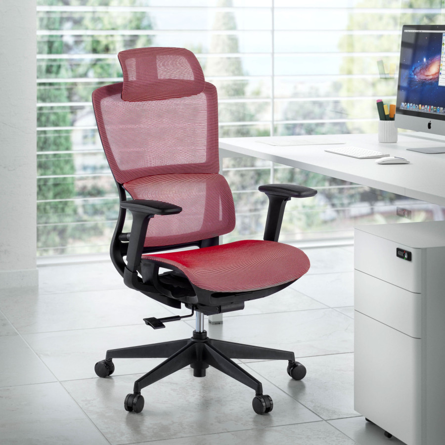 Silla de oficina Gravity Black, reposacabezas, brazos 3D, red