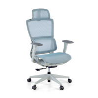 Silla de oficina Gravity White, reposacabezas, brazos 3D, red - azul