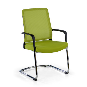 Silla confidente Dante patín, respaldo ergonómico red - Verde