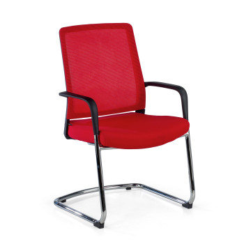 Silla confidente Dante patín, respaldo ergonómico red - rojo