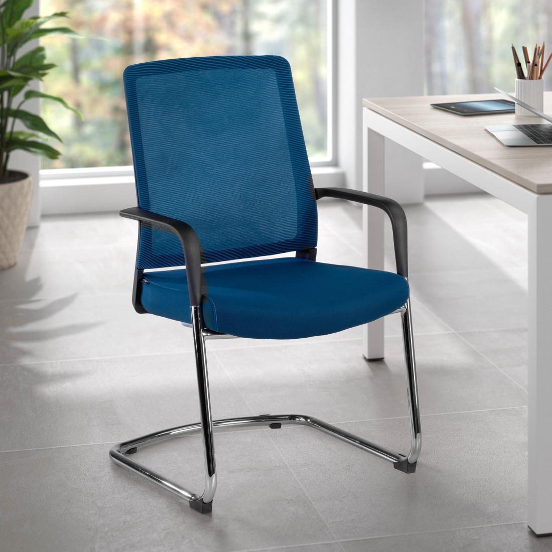 silla confidente azul dante red transpirable malla 2