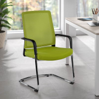 Silla confidente Dante patín, respaldo ergonómico red - VERDE Second image