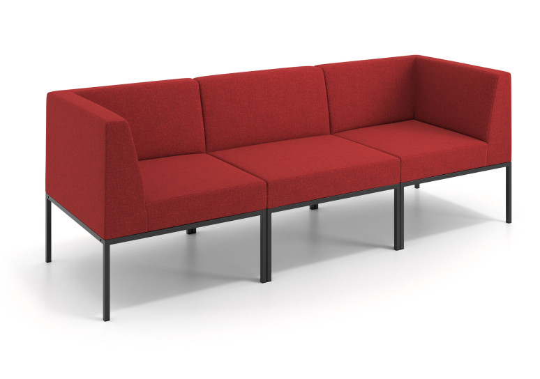 Sofa de Espera Pylos 3 asientos con brazo - ROJO