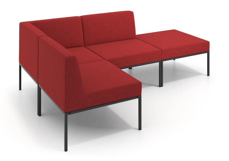 Sofa de Espera Pylos Rincon 2 asientos + Chaiselongue - ROJO
