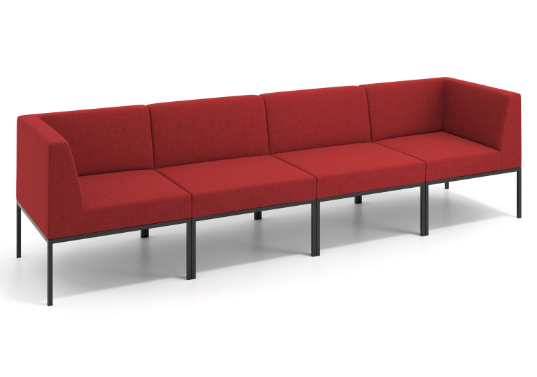 Sofa de Espera Pylos 4 asientos con brazo - ROJO