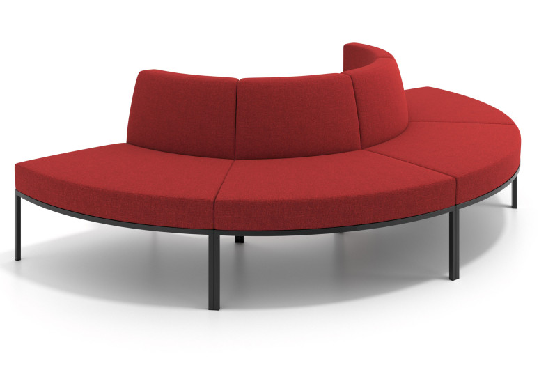 Sofa de Espera Pylos Curvo, Módulo Convexo 4 asientos - ROJO