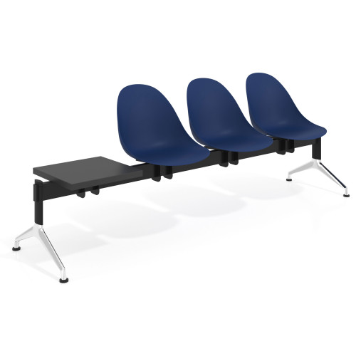 Bancada Sala de Espera Flow 3 asientos + mesa pata aluminio lúcido - sin brazos