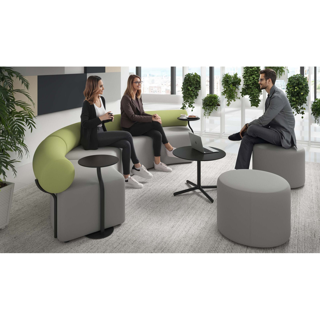sofa para oficina gris verde 2