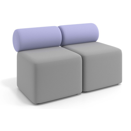 Sofa de oficina Oasis módulo recto doble 120cm - Gris/Lavanda