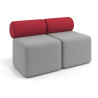 Sofa de oficina Oasis módulo recto doble 120cm - Gris/Rojo