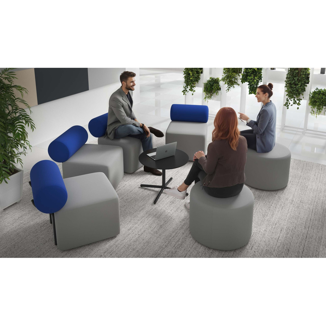 sofa para oficina gris azul 2
