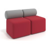 Sofa de oficina Oasis módulo recto doble 120cm - Rojo/Gris