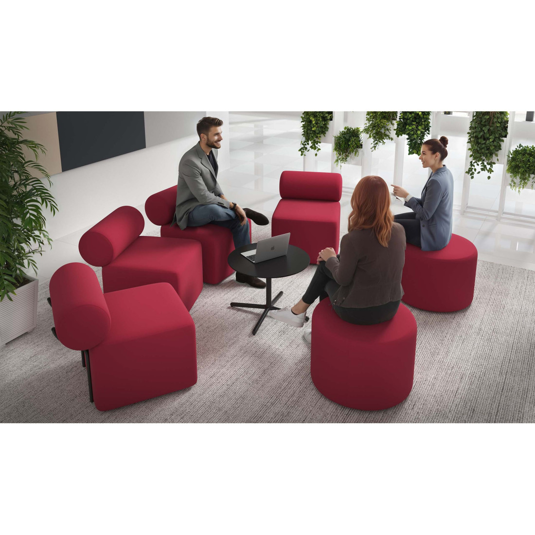 sofa para oficina rojo 2