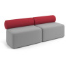 Sofa de oficina Oasis módulo recto doble 200cm - Gris/Rojo