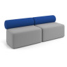 Sofa de oficina Oasis módulo recto doble 200cm - Gris/Azul