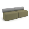 Sofa de oficina Oasis módulo recto doble 200cm - Verde/Gris