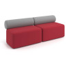 Sofa de oficina Oasis módulo recto doble 200cm - Rojo/Gris