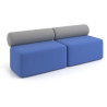 Sofa de oficina Oasis módulo recto doble 200cm - Azul/Gris