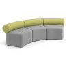 Sofa de oficina Oasis módulo concavo triple - Gris/Verde