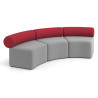 Sofa de oficina Oasis módulo concavo triple - Gris/Rojo