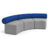 Sofa de oficina Oasis módulo concavo triple - Gris/Azul