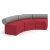 Sofa de oficina Oasis módulo concavo triple - Rojo/Gris