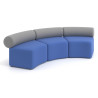 Sofa de oficina Oasis módulo concavo triple - Azul/Gris