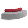 Sofa de oficina Oasis módulo convexo triple - Gris/Rojo