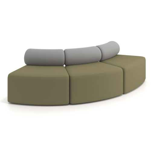Sofa de oficina Oasis módulo convexo triple - Verde/Gris